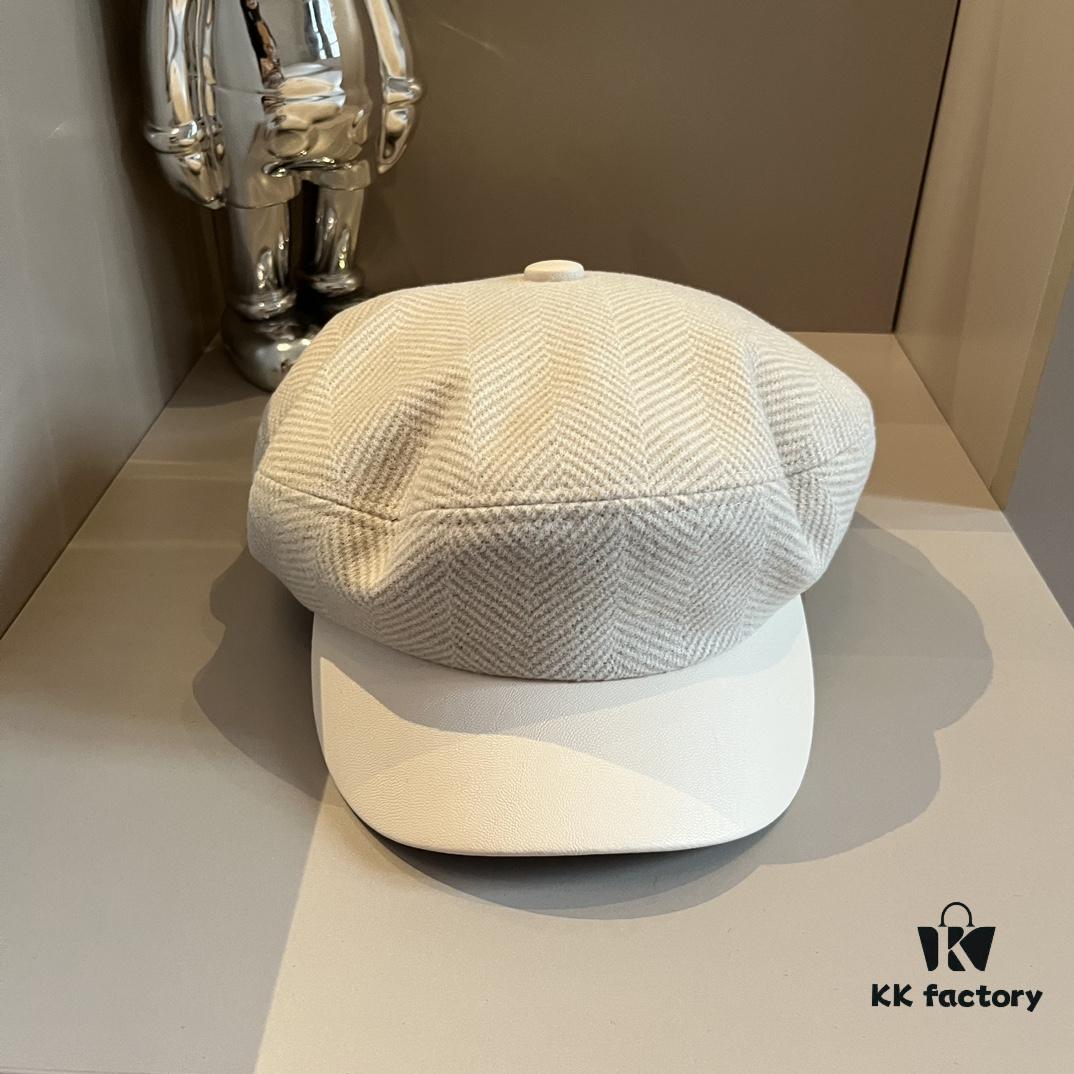 2024 Hermès New Wool Newsboy Military Cap, Head Circumference 57cm