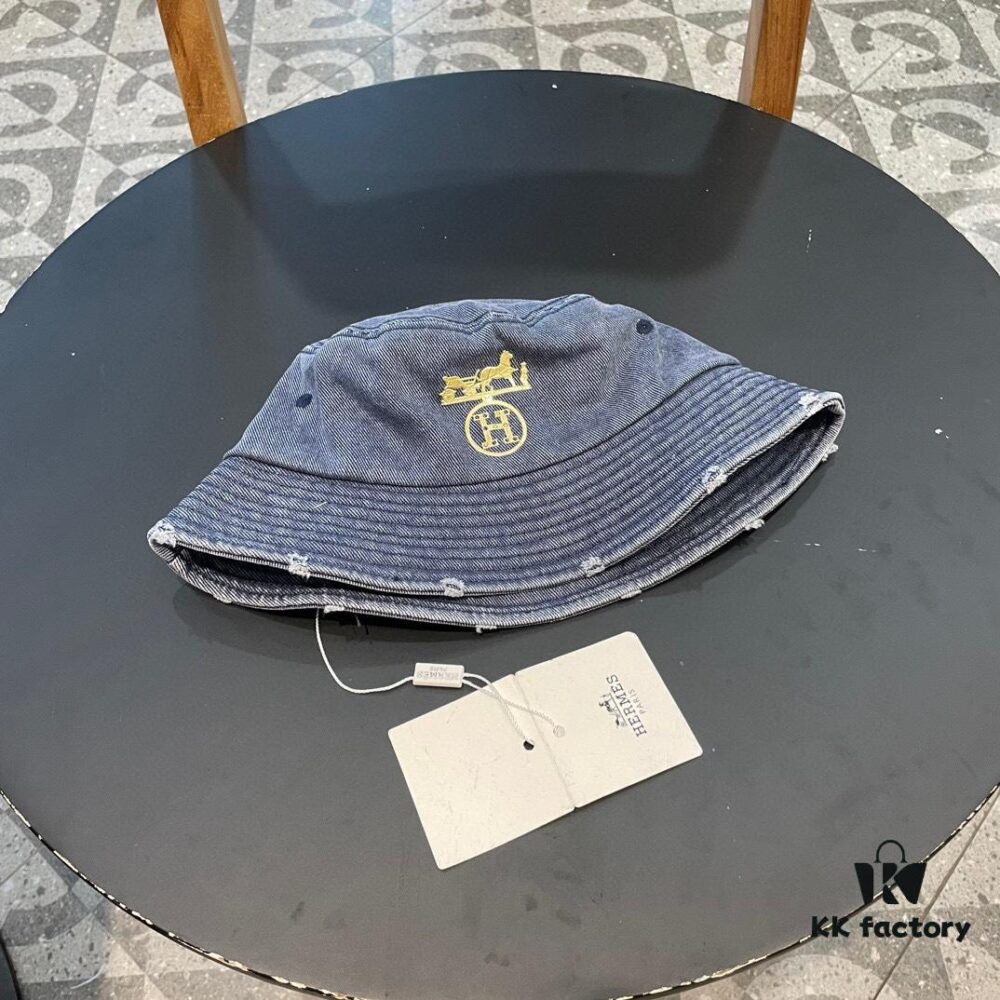 692fb82c99f2d84055c877a0 Hermès 2024 Fall/Winter 6cm Small Brim American Vintage Washed Distressed Denim Fisherman Hat, Bucket Hat