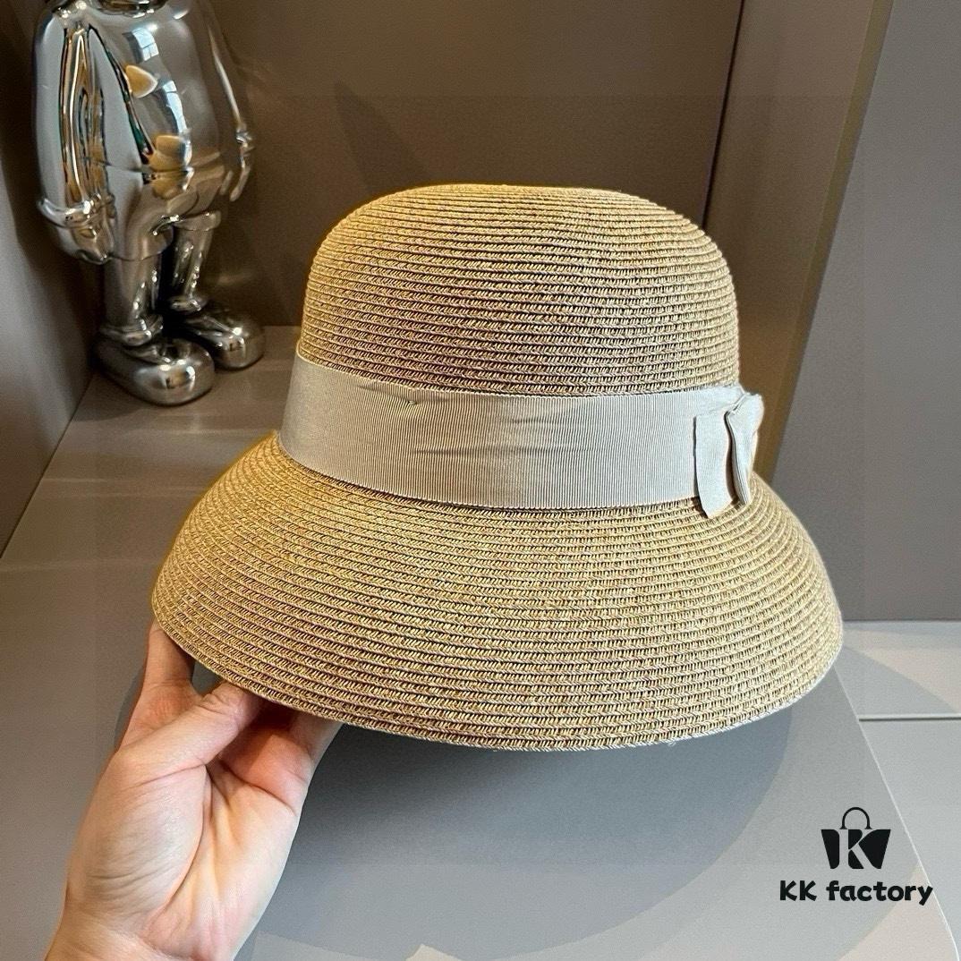 Hermes New Arrival Straw Hat, Made from Taiwanese Fine Straw, Simple and Elegant Aristocratic Style, Head Circumference 57cm