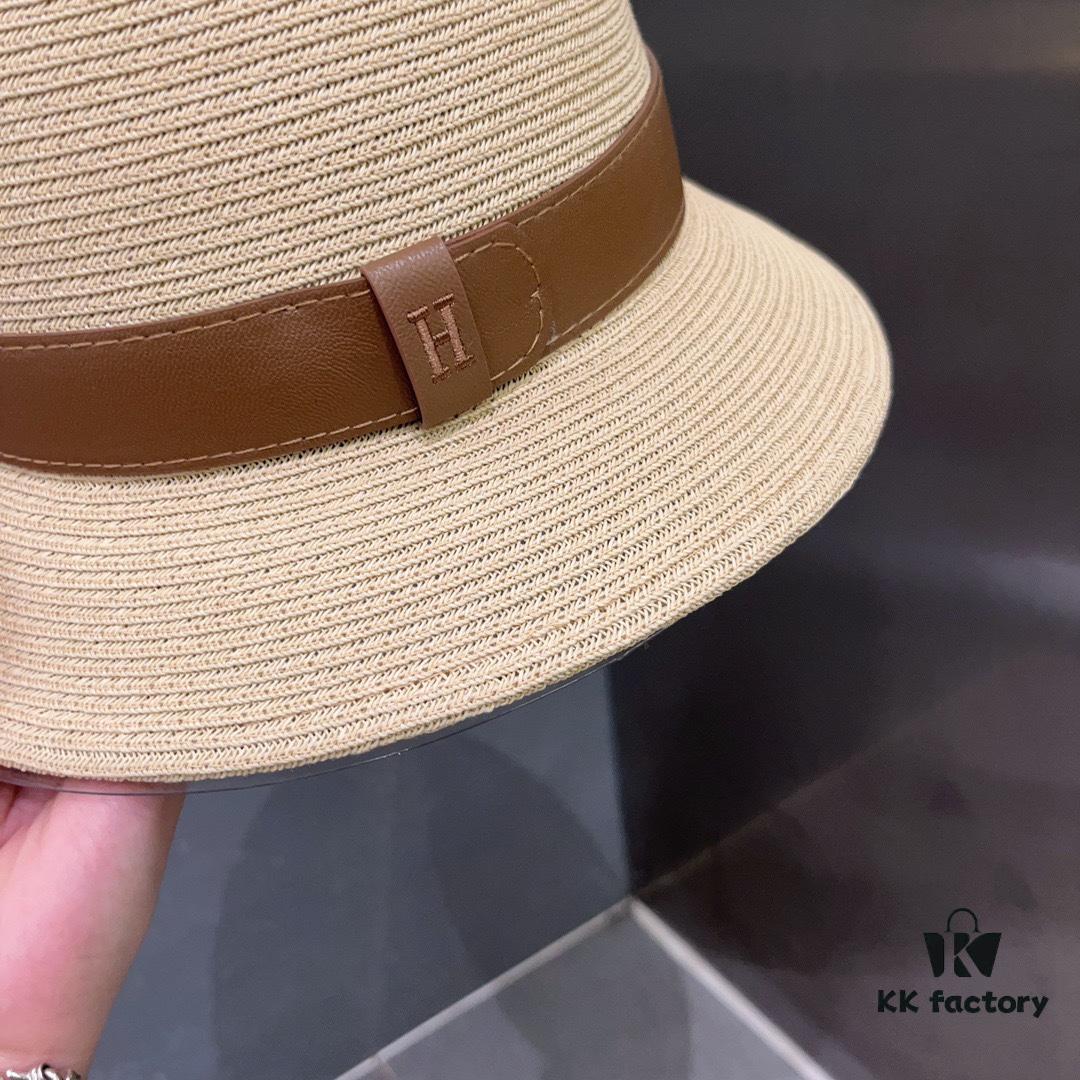 Hermes New Arrival Panama Hat, Fine Straw Fedora, Essential for Elegant Ladies, Head Circumference 57cm
