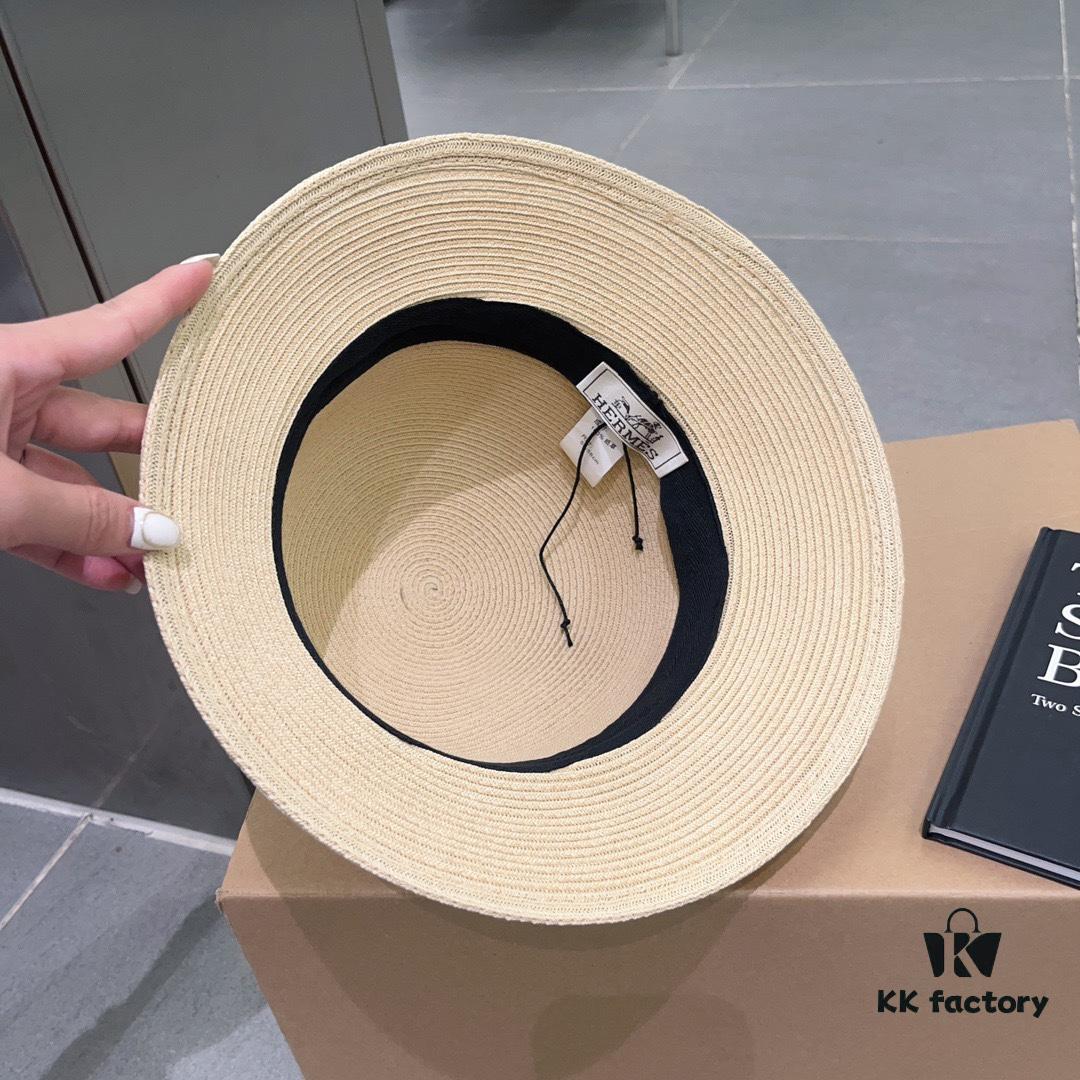 Hermes New Arrival Panama Hat, Fine Straw Fedora, Essential for Elegant Ladies, Head Circumference 57cm
