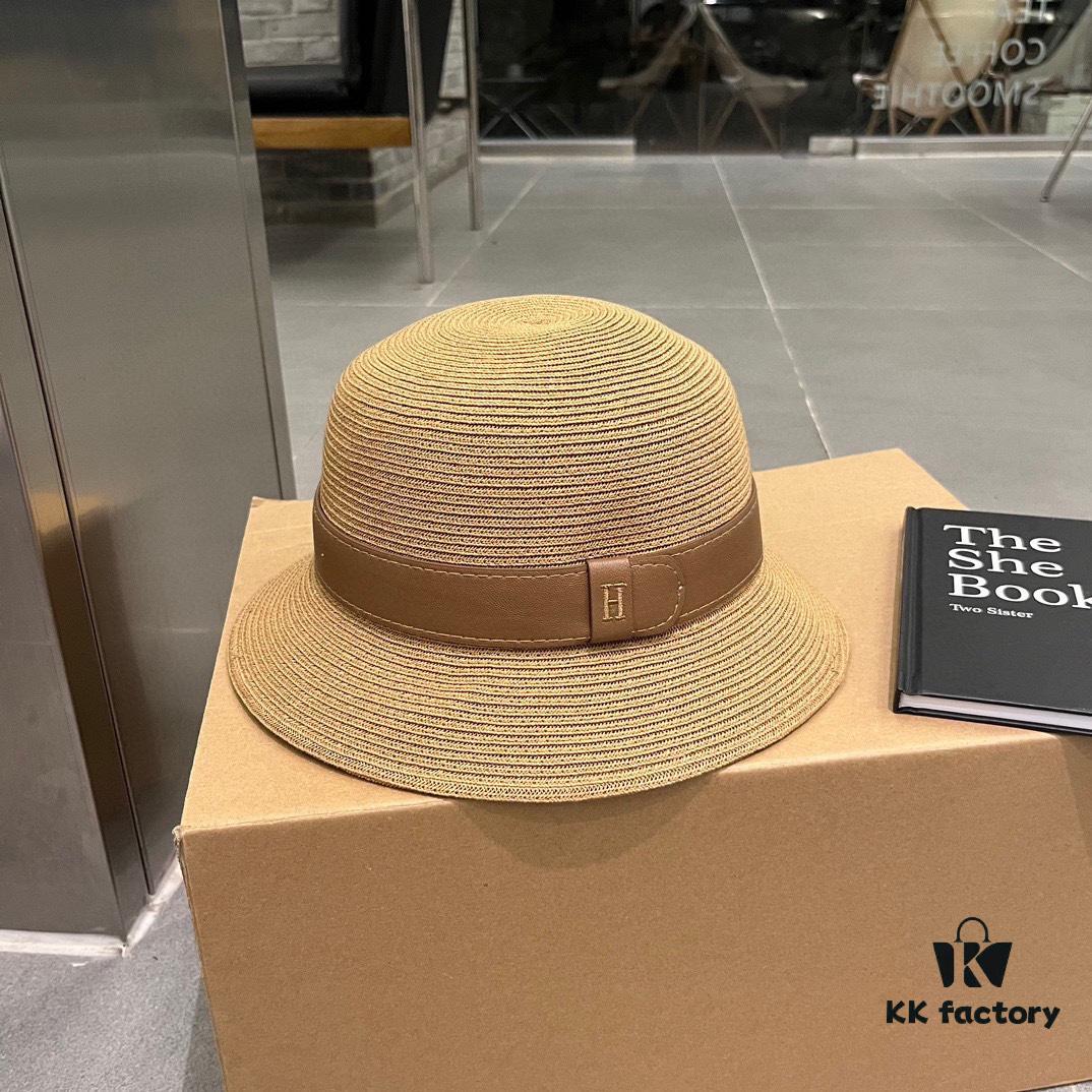 Hermes New Arrival Panama Hat, Fine Straw Fedora, Essential for Elegant Ladies, Head Circumference 57cm