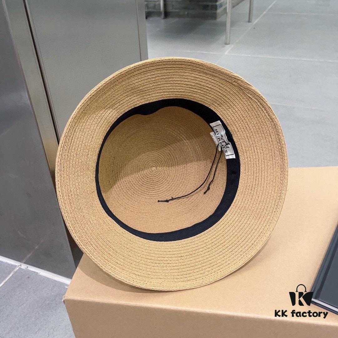 Hermes New Arrival Panama Hat, Fine Straw Fedora, Essential for Elegant Ladies, Head Circumference 57cm