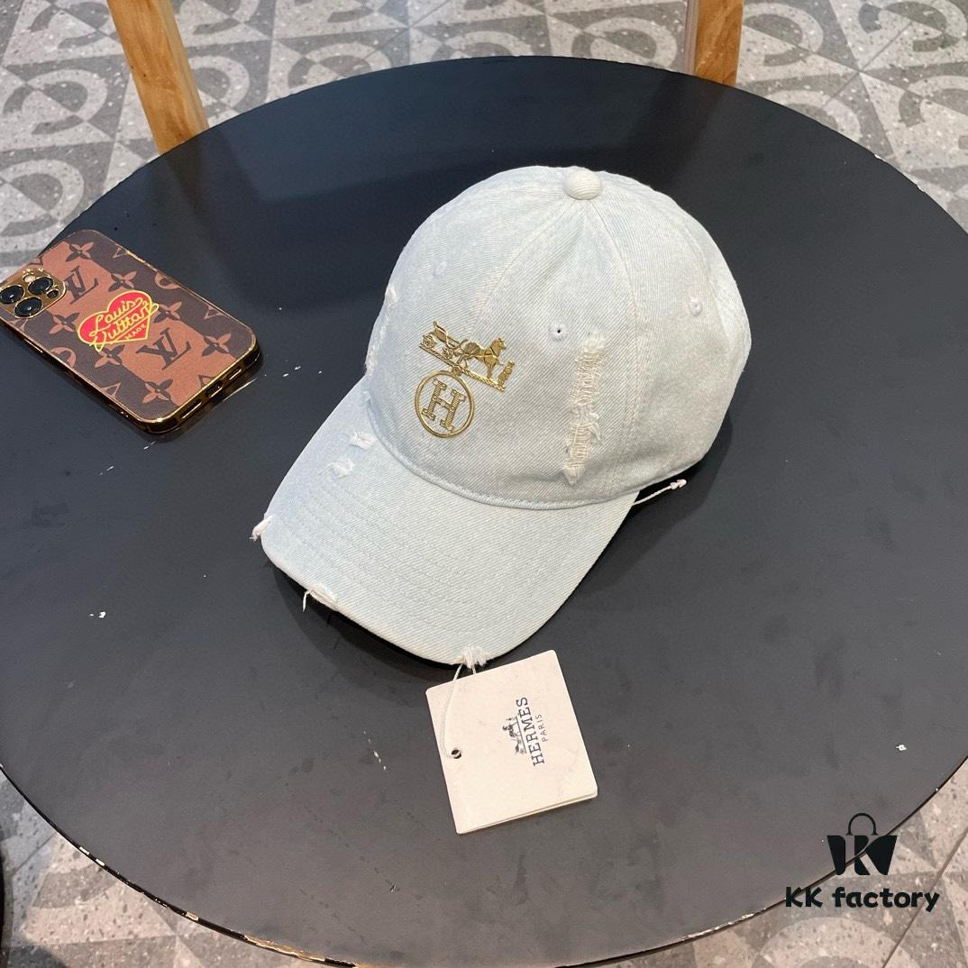 692fb8bb99f2d84055c8782b HERMÈS Denim Baseball Cap, Classic H, Authentic Custom Molded Design, Premium Quality