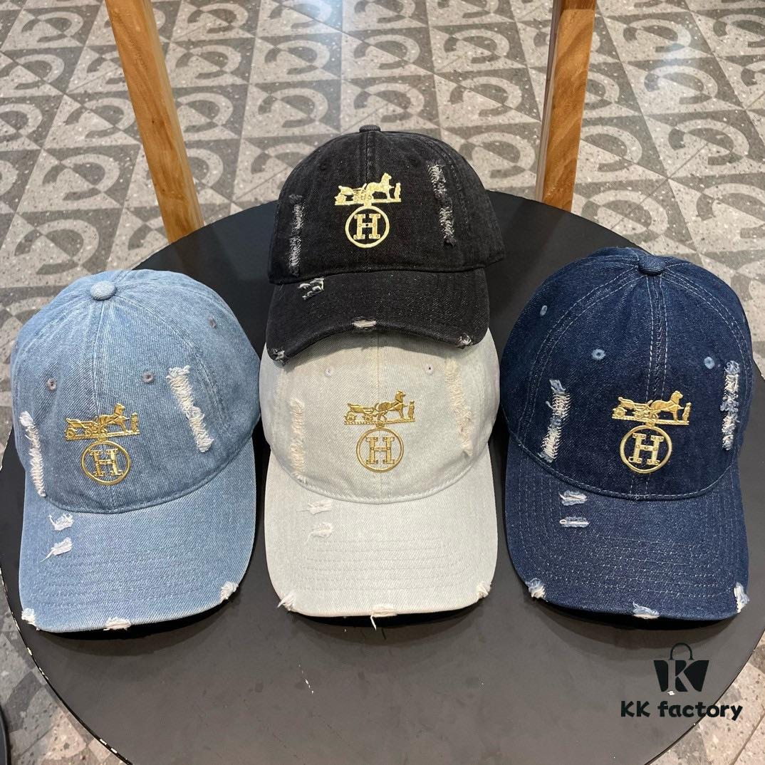 692fb8be99f2d84055c8782e HERMÈS Denim Baseball Cap, Classic H, Authentic Custom Molded Design, Premium Quality