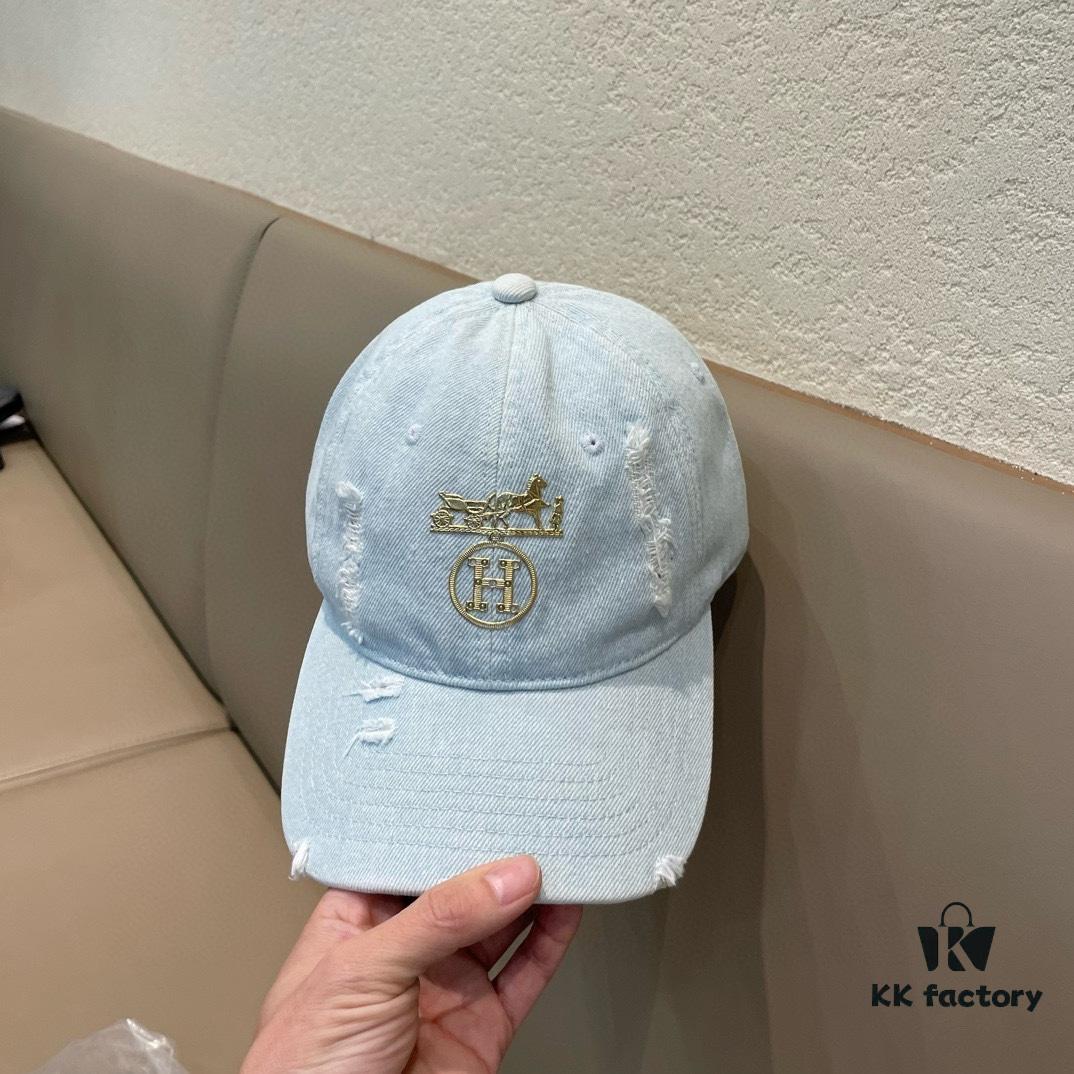 692fb8be99f2d84055c87830 HERMÈS Denim Baseball Cap, Classic H, Authentic Custom Molded Design, Premium Quality