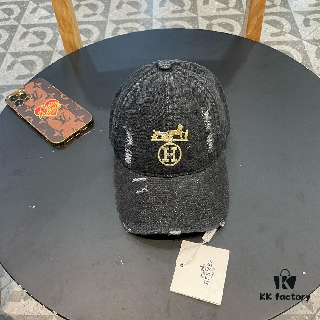 692fb8bf99f2d84055c87831 HERMÈS Denim Baseball Cap, Classic H, Authentic Custom Molded Design, Premium Original Canvas Fabric with Top-Grade Steel Adjustable Buckle