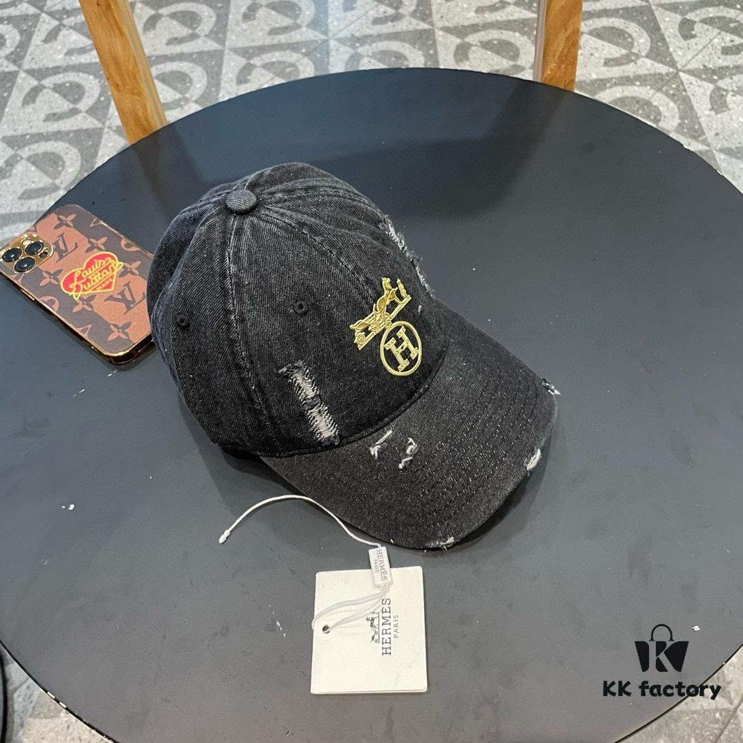 692fb8c299f2d84055c87834 HERMÈS Denim Baseball Cap, Classic H, Authentic Custom Molded Design, Premium Original Canvas Fabric with Top-Grade Steel Adjustable Buckle