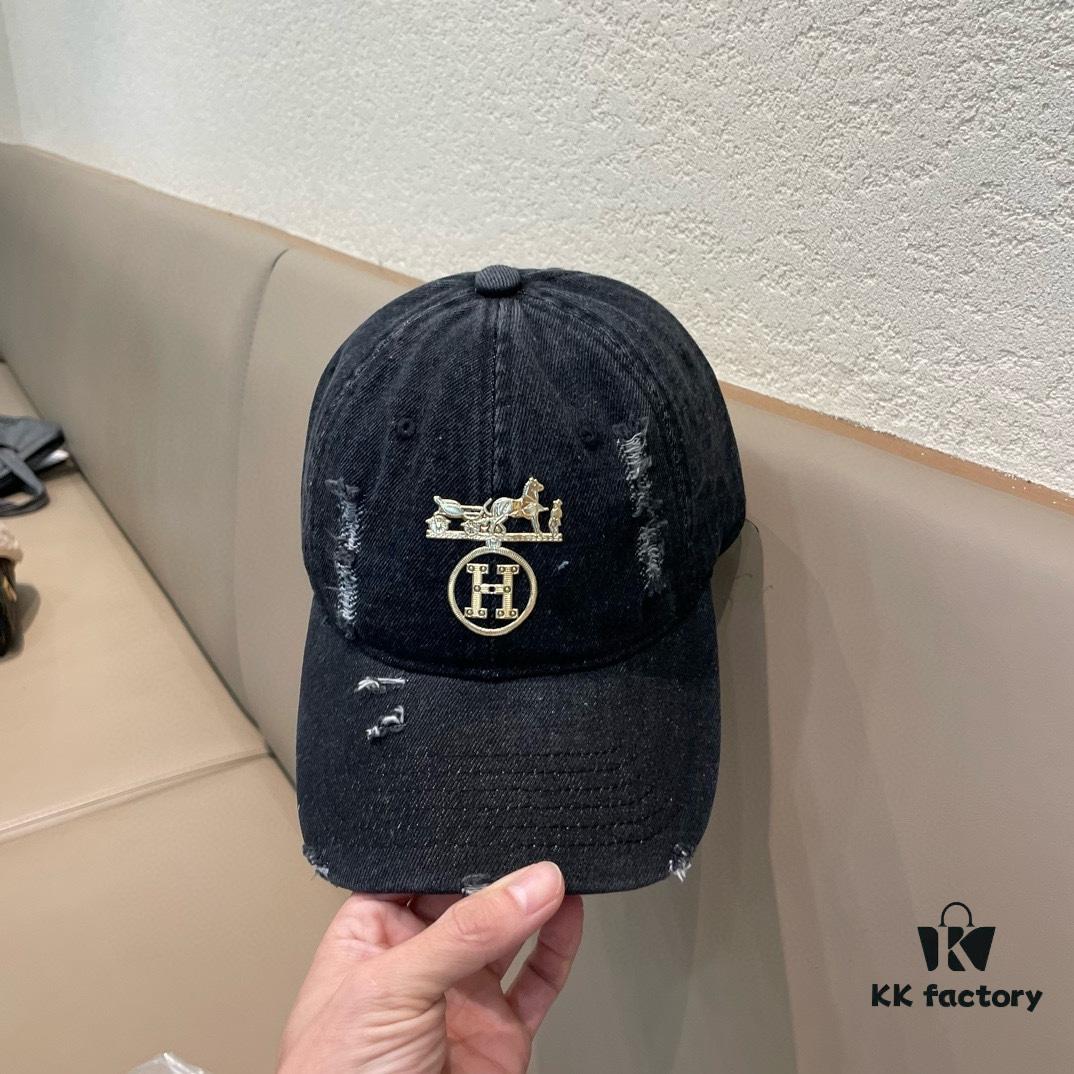 692fb8c599f2d84055c87839 HERMÈS Denim Baseball Cap, Classic H, Authentic Custom Molded Design, Premium Original Canvas Fabric with Top-Grade Steel Adjustable Buckle