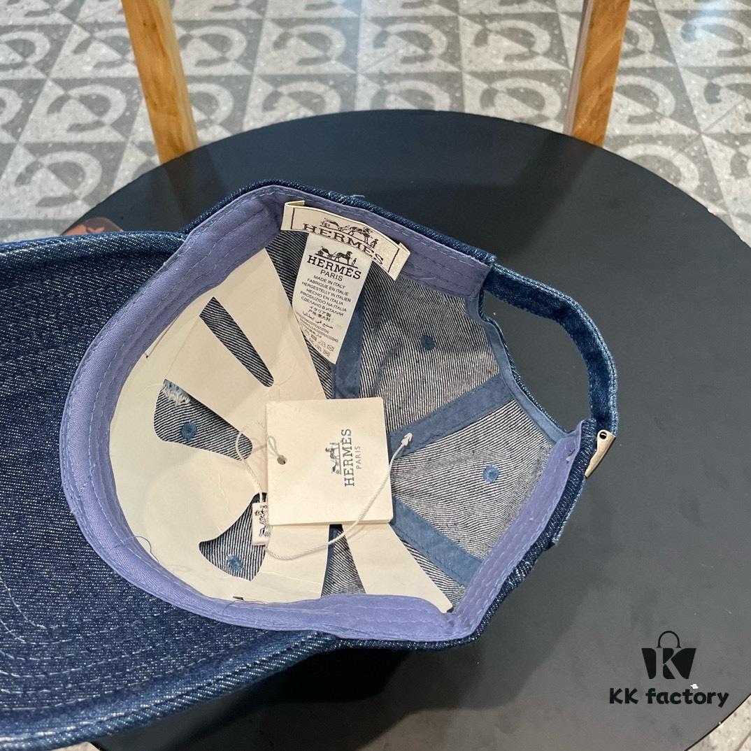 HERMÈS (Hermès) Denim Baseball Cap, Classic H Design, Authentic Mold Custom Made, Premium Quality