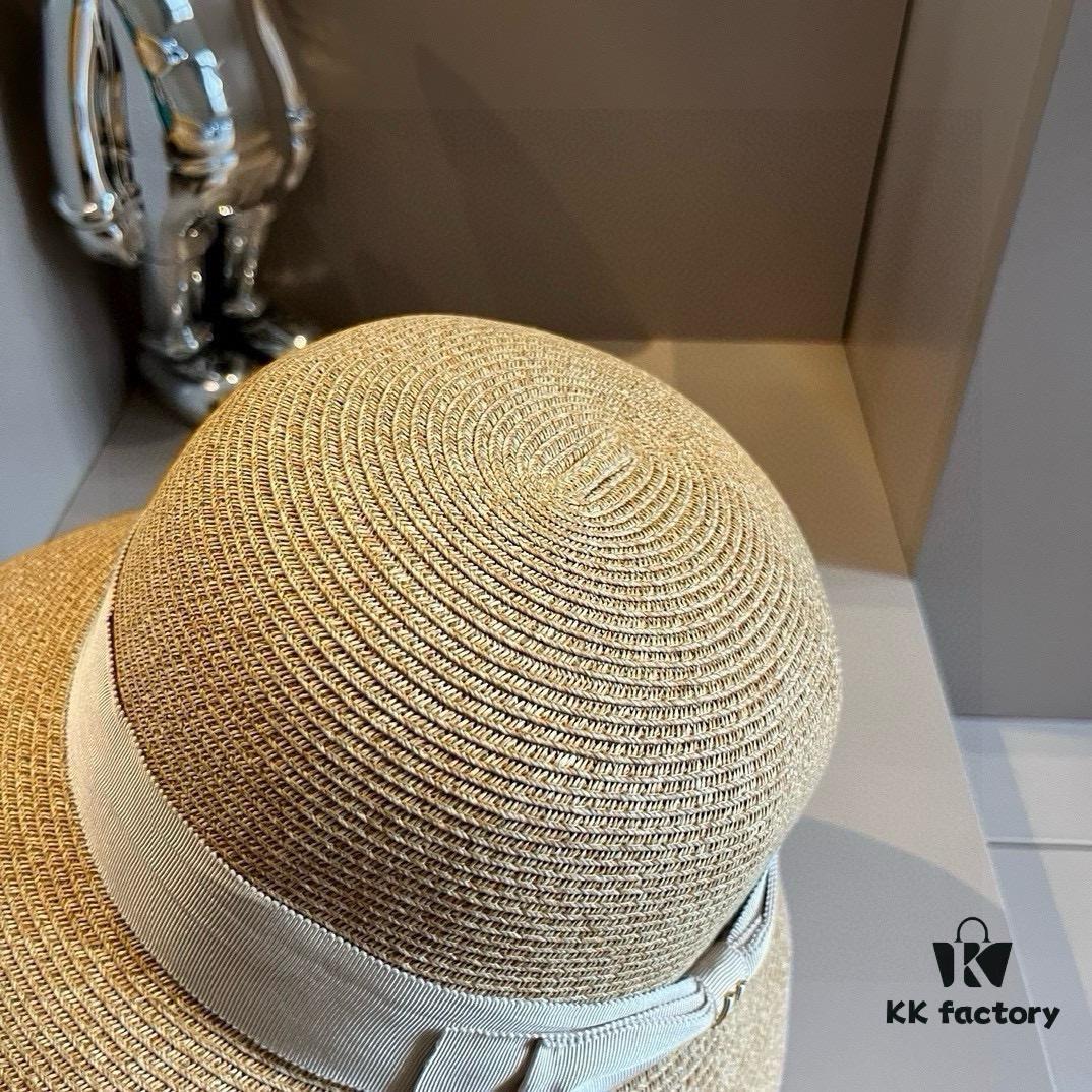 Hermes New Arrival Straw Hat, Made from Taiwanese Fine Straw, Simple and Elegant Aristocratic Style, Head Circumference 57cm