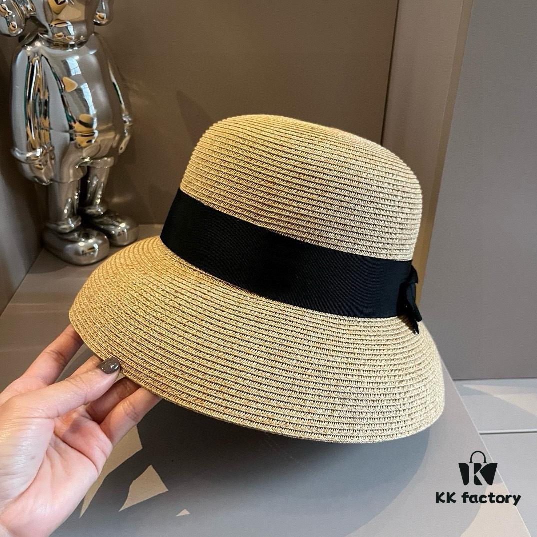 Hermes New Arrival Straw Hat, Made from Taiwanese Fine Straw, Simple and Elegant Style, Head Circumference 57cm