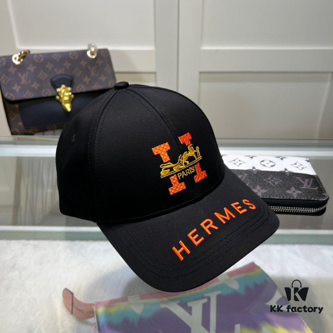 692fb98f99f2d84055c8791b Hermes Limited Edition Embroidered Baseball Cap with Dust Bag, Original Lining, High Version, Breathable and Comfortable, Ultra UV Protection, Elegant Socialite Style