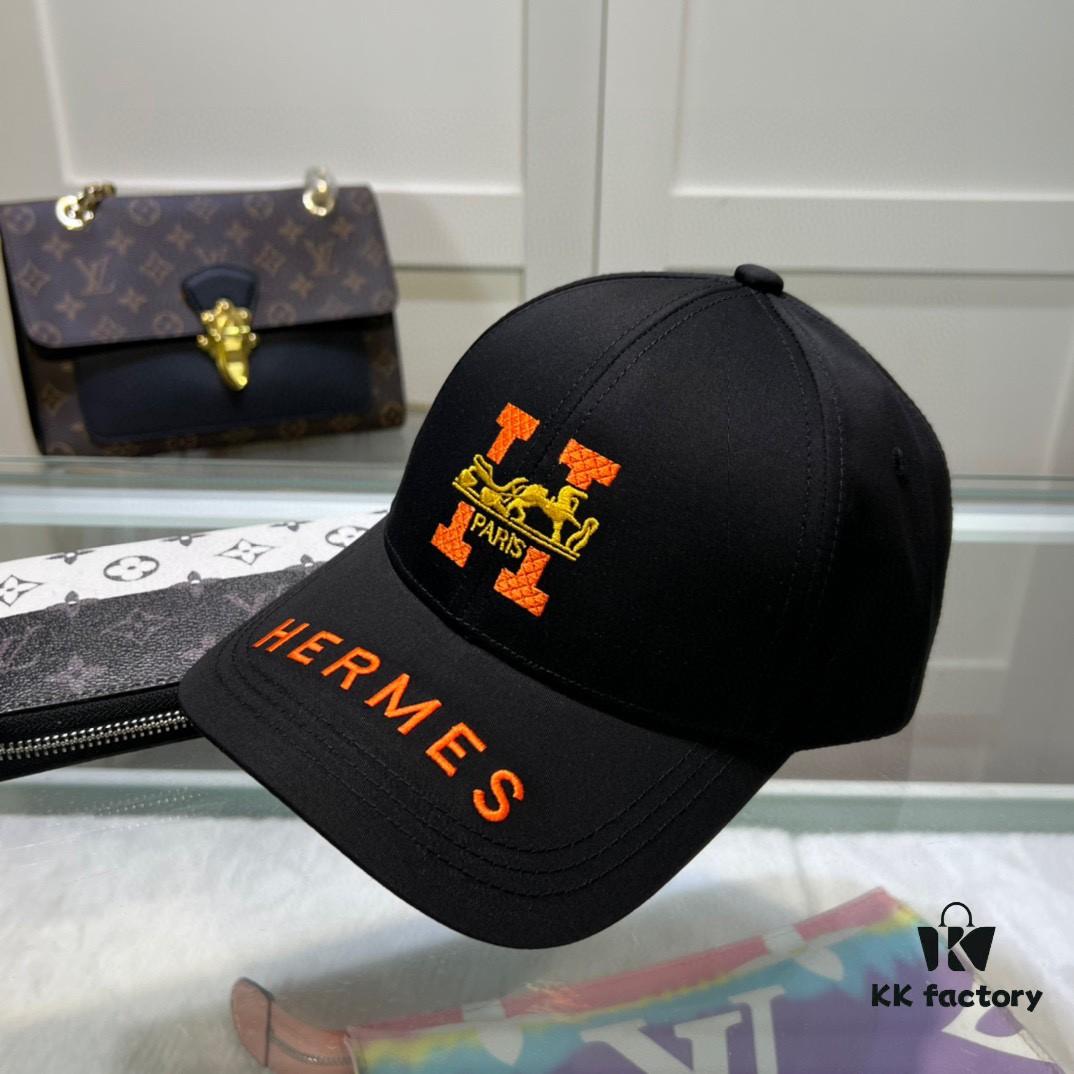 692fb99299f2d84055c8791f Hermes Limited Edition Embroidered Baseball Cap with Dust Bag, Original Lining, High Version, Breathable and Comfortable, Ultra UV Protection, Elegant Socialite Style