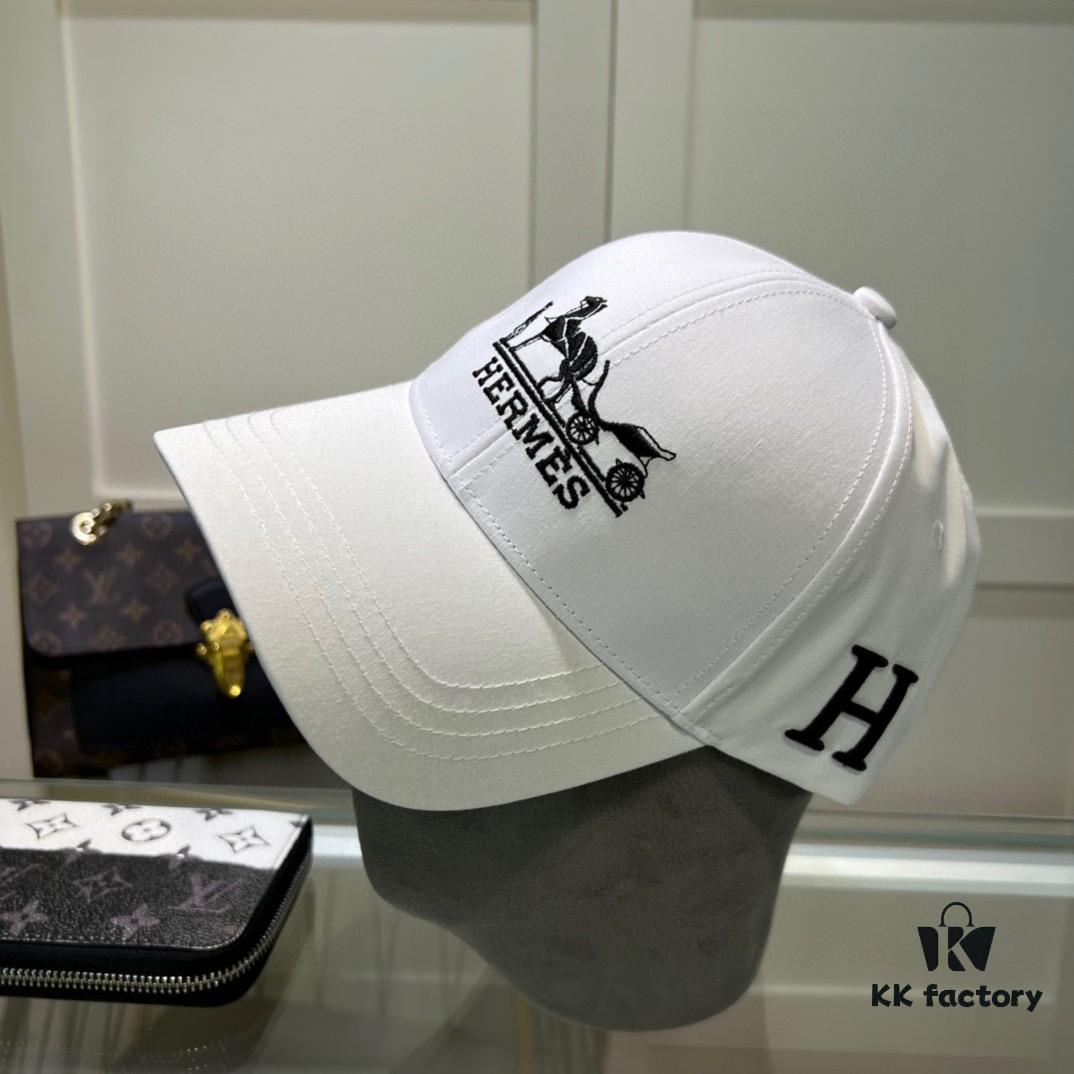 692fb99e99f2d84055c8792b Hermes Limited Edition Embroidered Baseball Cap with Dust Bag, Original Lining from Official Website, High-Quality and Breathable, UV Protection, Elegant Socialite Style
