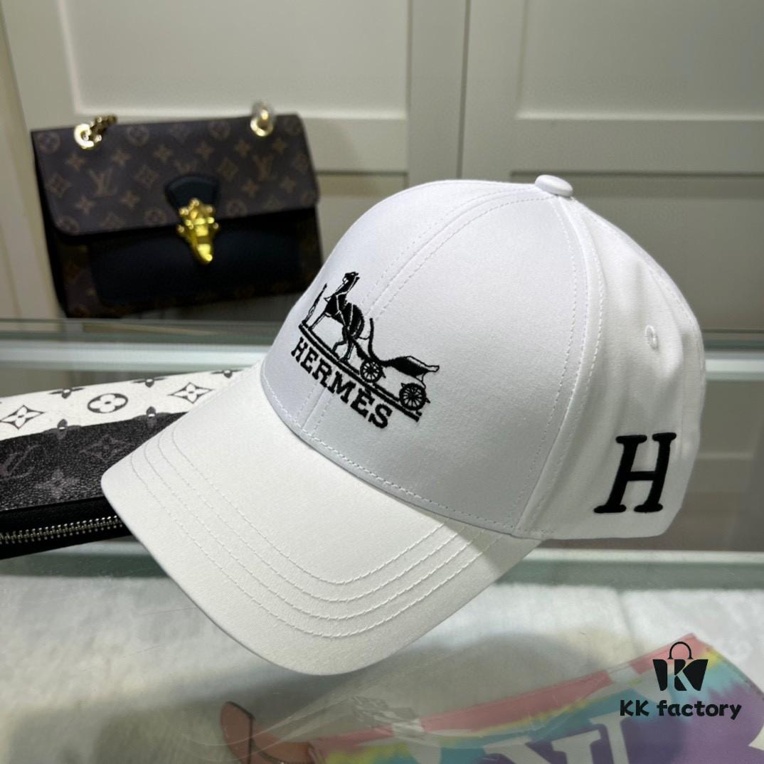 692fb9a299f2d84055c8792f Hermes Limited Edition Embroidered Baseball Cap with Dust Bag, Original Lining from Official Website, High-Quality and Breathable, UV Protection, Elegant Socialite Style