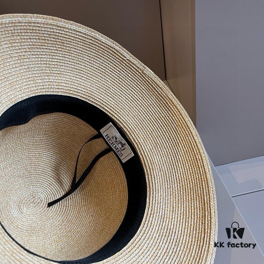 692fb9b199f2d84055c8793c Hermes New Arrival Straw Hat, Made from Taiwanese Fine Straw, Simple and Elegantly Stylish, Head Circumference 57cm