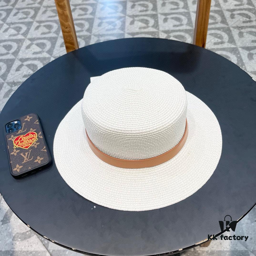 692fb9e199f2d84055c87968 Hermès New Belt-Style Straw Hat, Flat-Crown Fedora, Head Circumference 57cm
