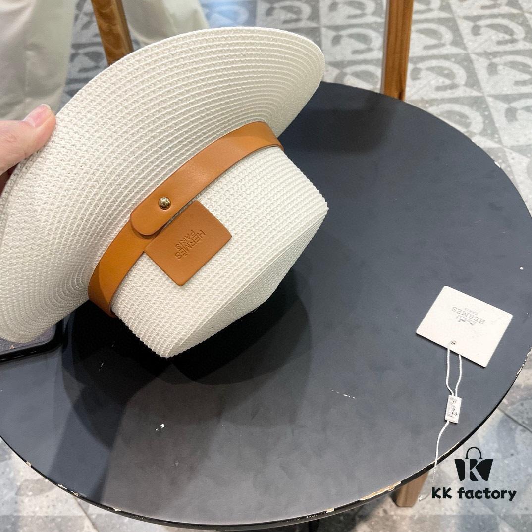 692fb9e399f2d84055c8796c Hermès New Belt-Style Straw Hat, Flat-Crown Fedora, Head Circumference 57cm