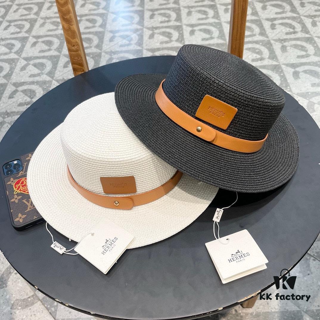 692fb9e699f2d84055c8796f Hermès New Belt-Style Straw Hat, Flat-Crown Fedora, Head Circumference 57cm