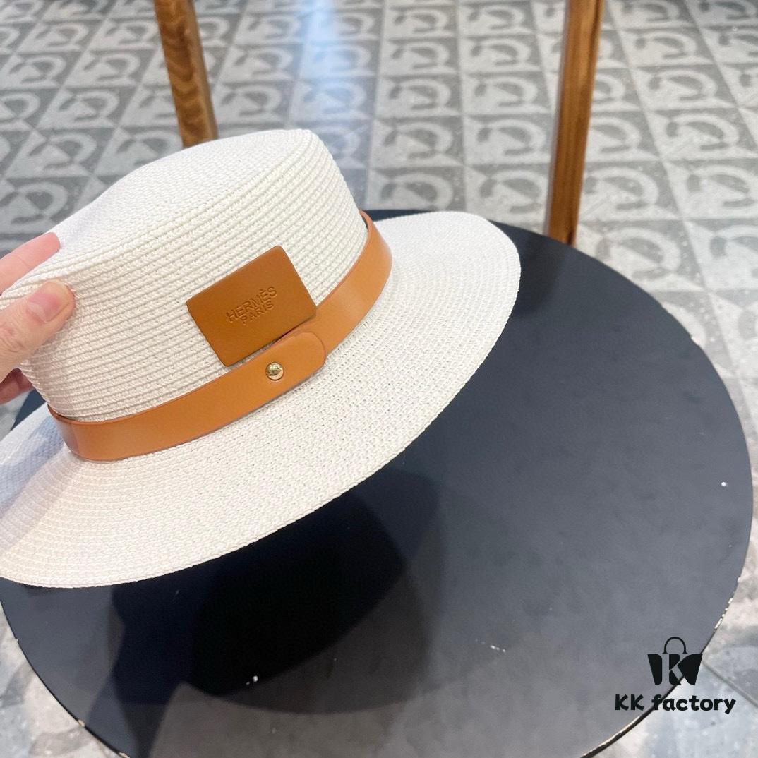 692fb9e799f2d84055c87973 Hermès New Belt-Style Straw Hat, Flat-Crown Fedora, Head Circumference 57cm
