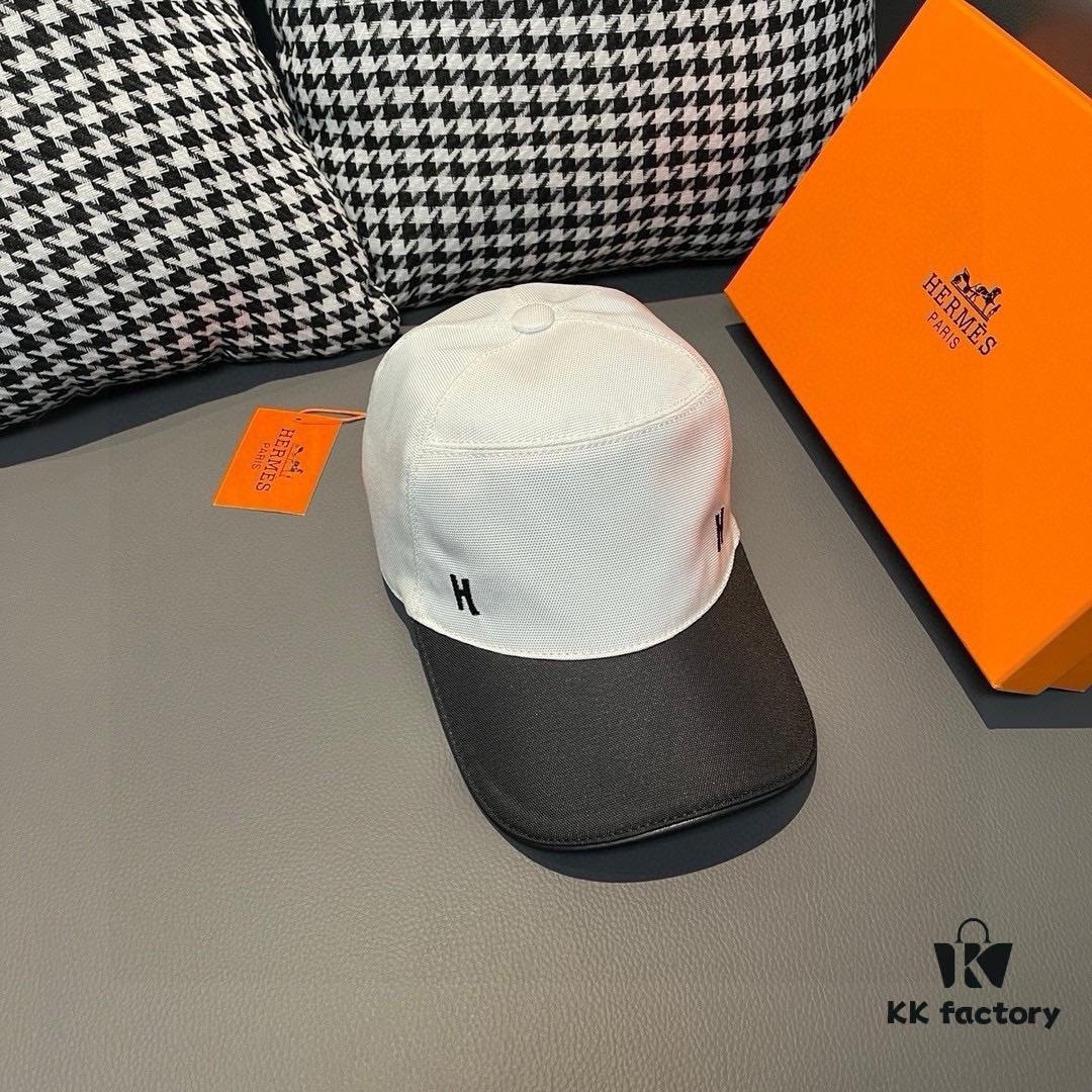 692fba7099f2d84055c87a14 Hermès Latest Original Design Baseball Cap, Color-Blocked H, Premium Canvas and Top Grain Leather, Authentic Molded Craftsmanship