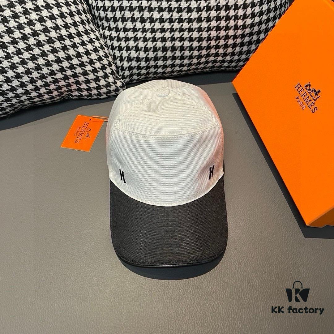 692fba7399f2d84055c87a18 Hermès Latest Original Design Baseball Cap, Color-Blocked H, Premium Canvas and Top Grain Leather, Authentic Molded Craftsmanship