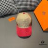 692fbaa699f2d84055c87a4c HERMÈS (Hermes) Latest Original Single Baseball Cap, Color-Block H Design, Authentic Mold Custom-Made, High-Quality Breathable Canvas Fabric with Genuine Top-Layer Leather, Original Factory Stainless Steel Adjustable Buckle