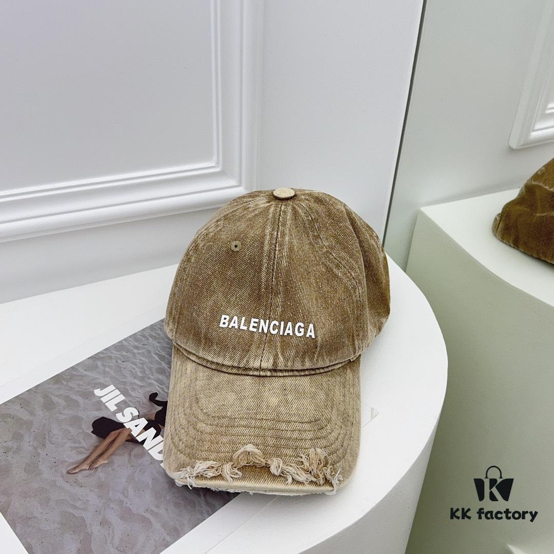 692fbb0199f2d84055c87abc Balenciaga New Denim Baseball Cap with Distressed Hole Design