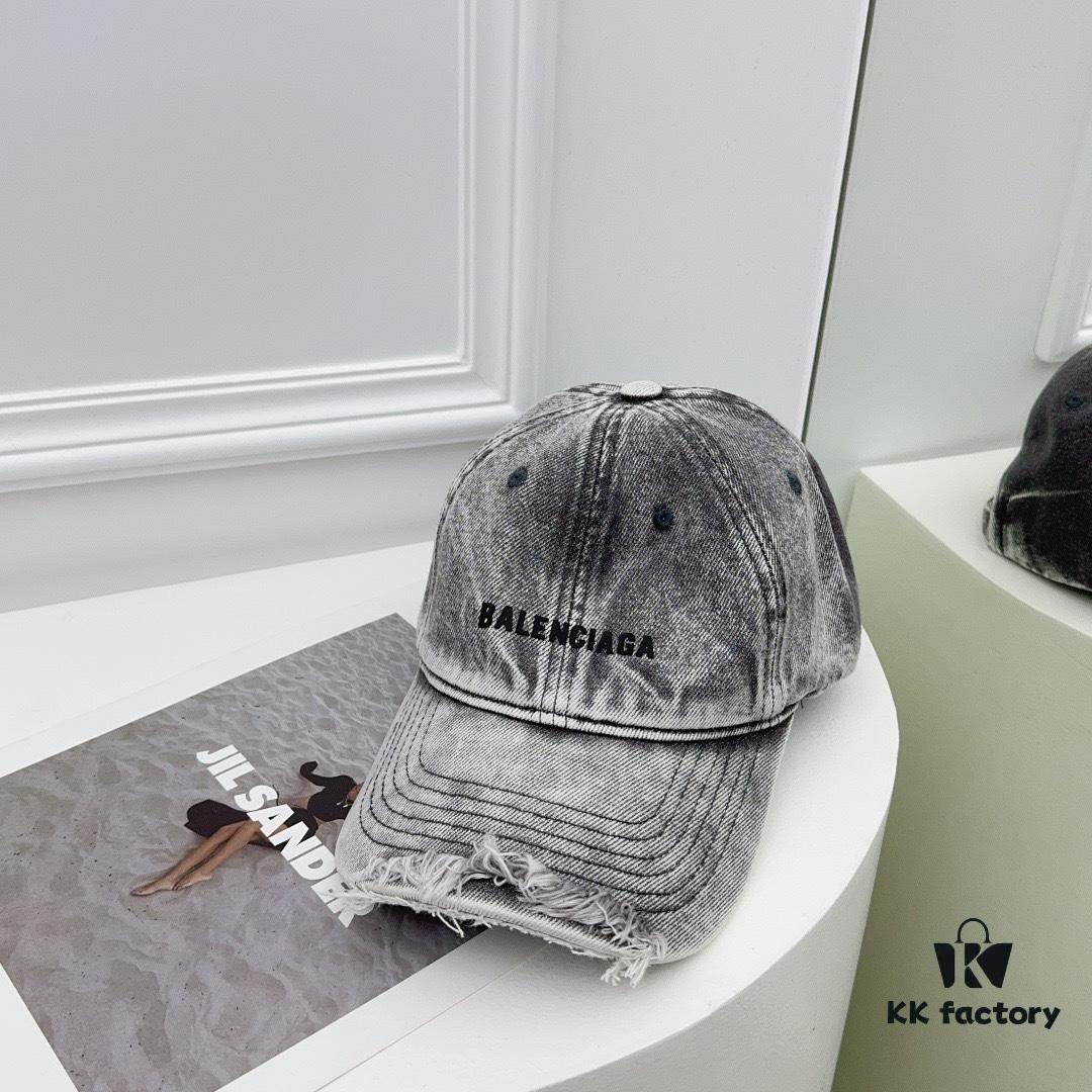 692fbb0399f2d84055c87abe Balenciaga New Denim Baseball Cap with Distressed Hole Design