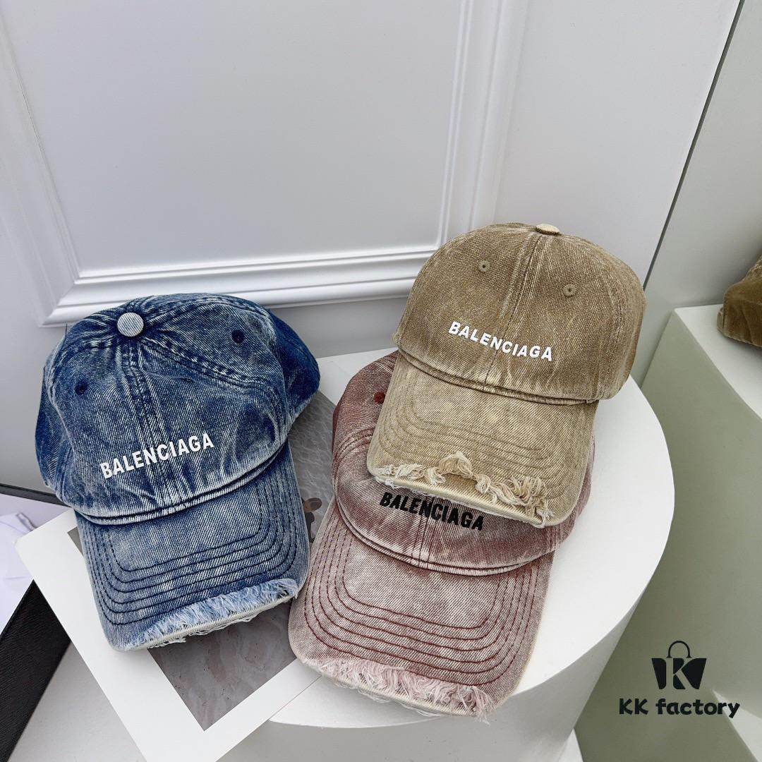 692fbb0699f2d84055c87abf Balenciaga New Denim Baseball Cap with Distressed Hole Design