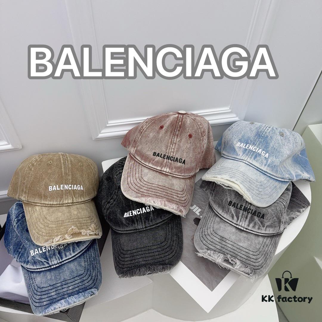 692fbb0999f2d84055c87ac4 Balenciaga New Denim Baseball Cap with Distressed Hole Design