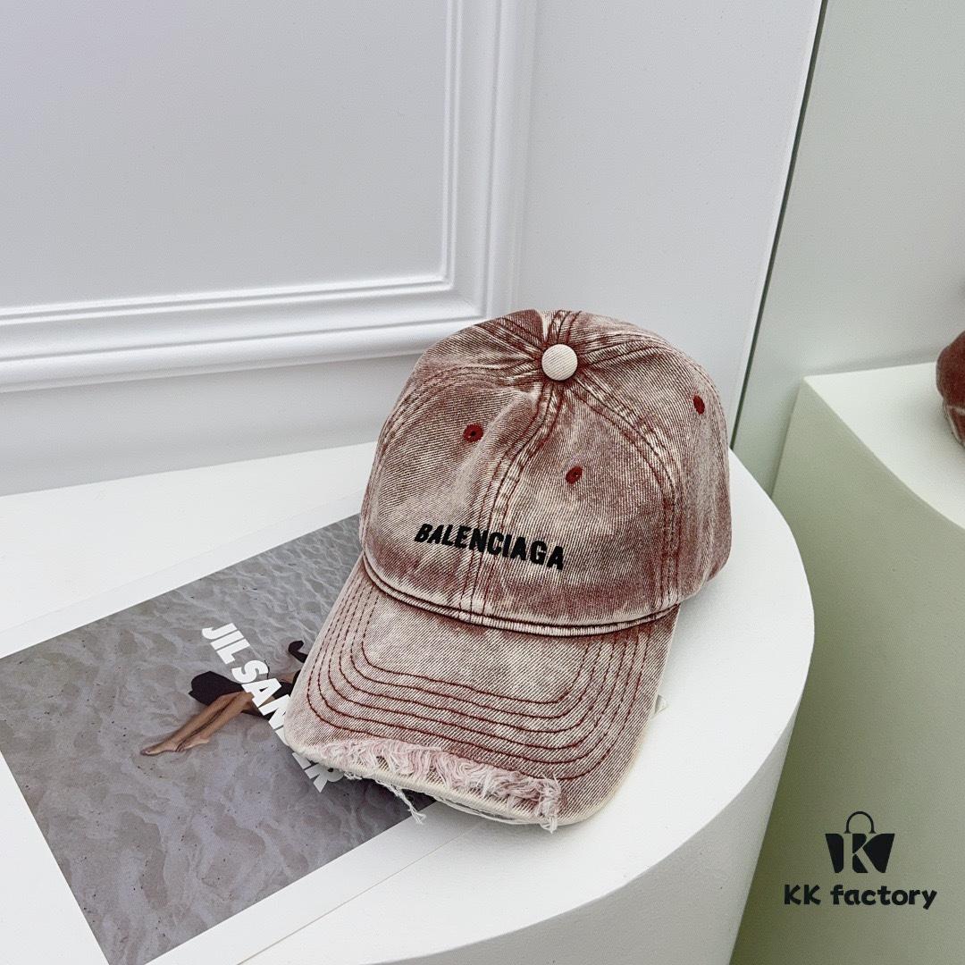 692fbb1699f2d84055c87ad5 Balenciaga New Denim Baseball Cap with Distressed Hole Design