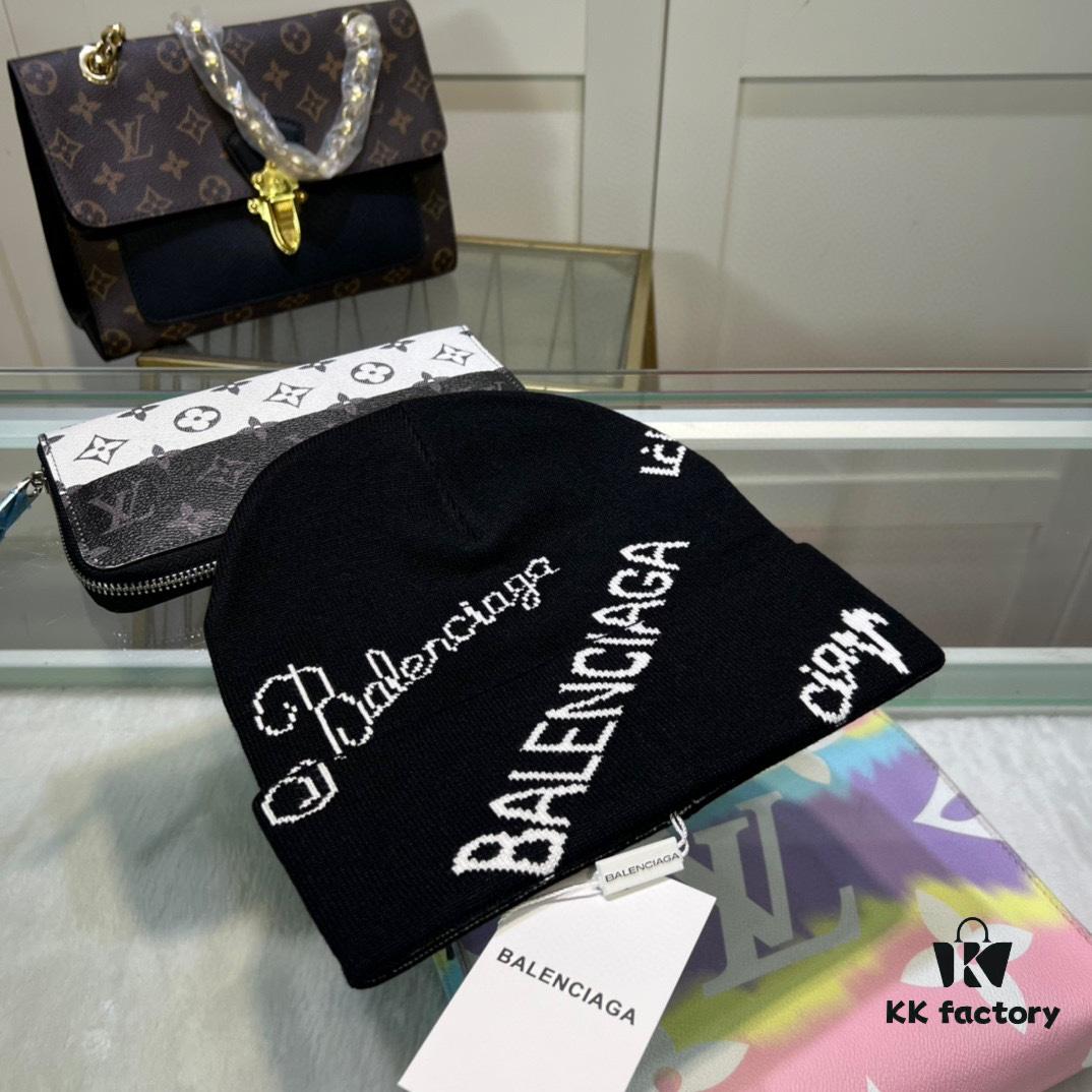 692fbd4599f2d84055c87d29 Balenciaga Letter Logo Knit Hat, Unisex Winter Beanie with Dust Bag