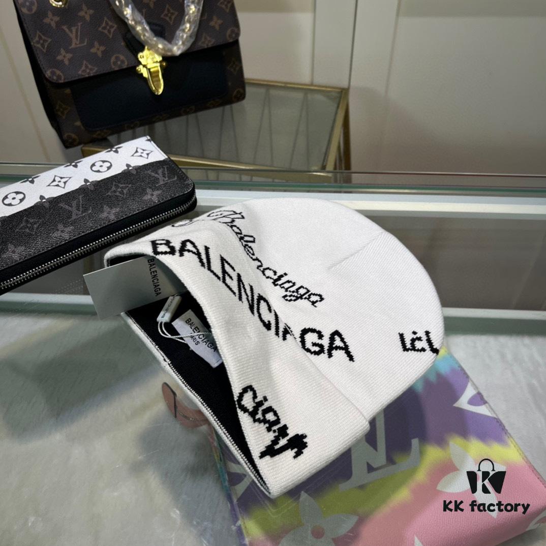 692fbd4999f2d84055c87d2c Balenciaga Letter Logo Knit Hat, Unisex Winter Beanie with Dust Bag