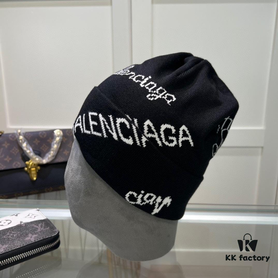 692fbd4999f2d84055c87d2e Balenciaga Letter Logo Knit Hat, Unisex Winter Beanie with Dust Bag
