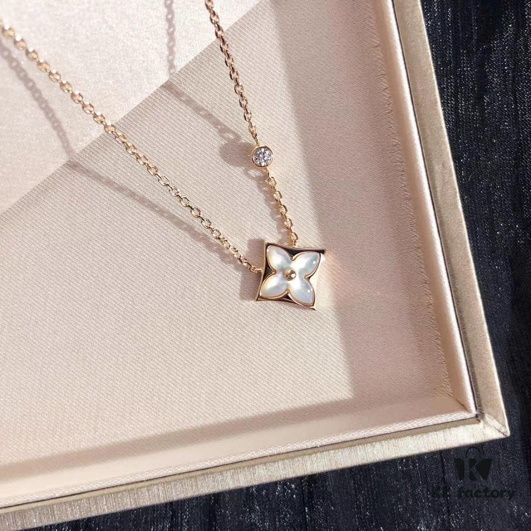 692fbe0799f2d84055c87df5 L VBlossom Series Diamond-cut Sunflower Four-Leaf Clover Round Necklace