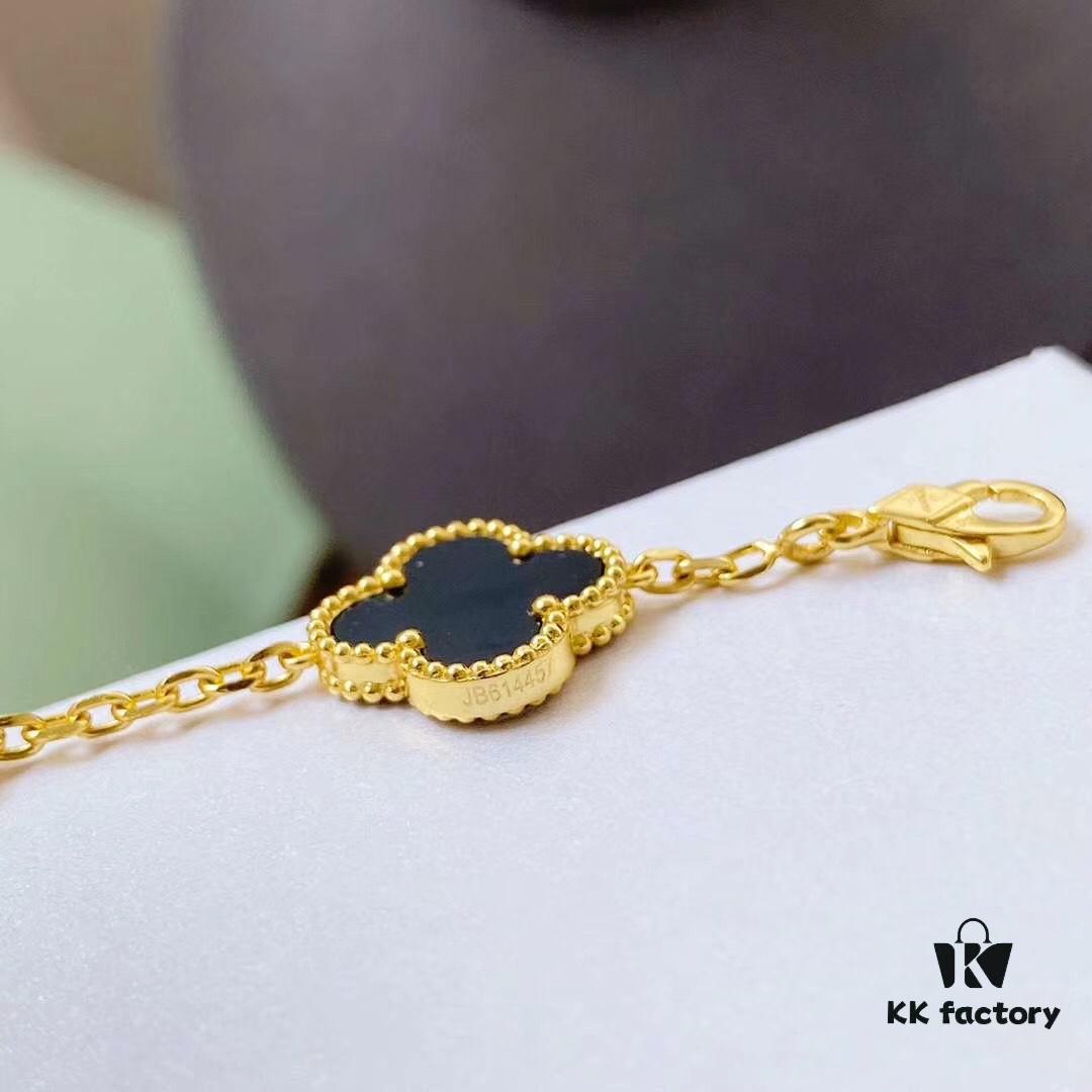 692fbe2299f2d84055c87e1e Van Cleef & Arpels 2019 New Arrival, 50th Anniversary Limited Edition Five-Flower Mother-of-Pearl Bracelet in Black Onyx and Gold