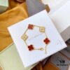 692fbe2499f2d84055c87e22 Van Cleef & Arpels 2019 New Arrival 50th Anniversary Limited Edition Five-Flower Mother-of-Pearl Bracelet with Red Agate and Gold