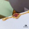 692fbe2599f2d84055c87e23 Van Cleef & Arpels 2019 New Arrival 50th Anniversary Limited Edition Five-Flower Mother-of-Pearl Bracelet with Red Agate and Gold