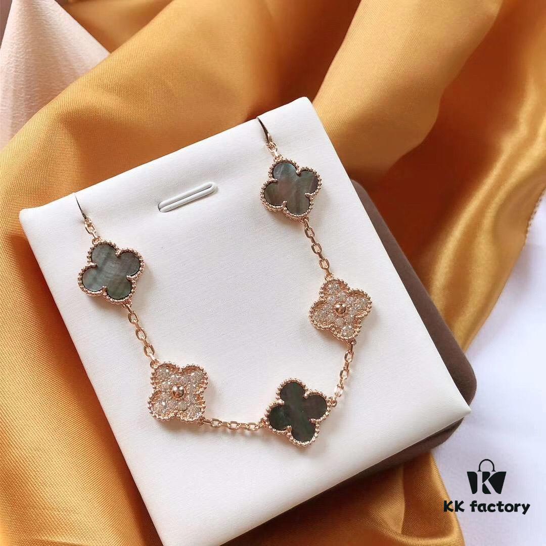 692fbe2799f2d84055c87e26 Van Cleef & Arpels 50th Anniversary Limited Edition Five-Flower Gray Mother-of-Pearl Bracelet in Rose Gold