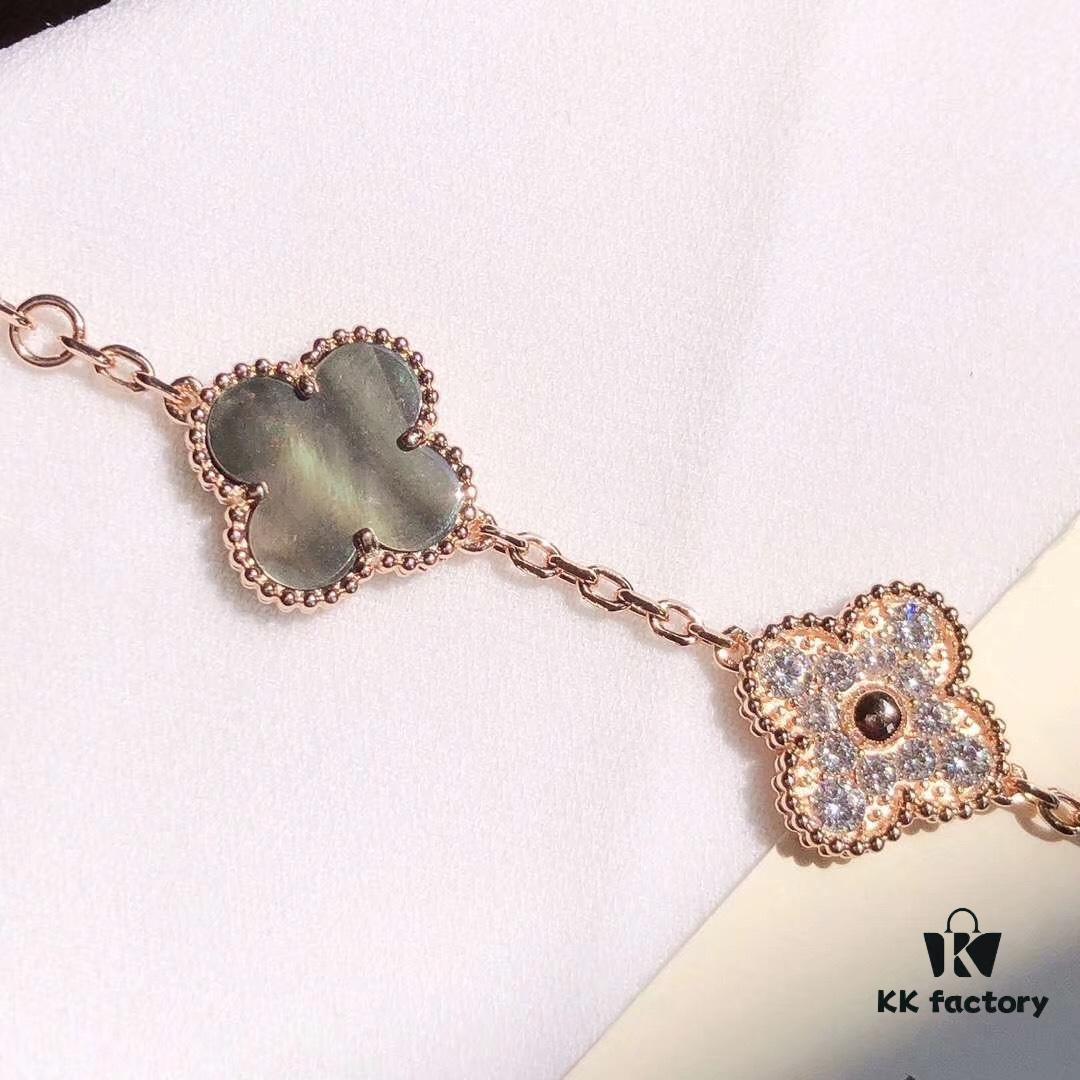 692fbe2a99f2d84055c87e2c Van Cleef & Arpels 50th Anniversary Limited Edition Five-Flower Gray Mother-of-Pearl Bracelet in Rose Gold