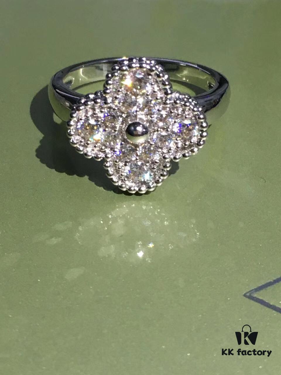 Van Cleef & Arpels Four-Leaf Clover VCA Full Diamond-Set Ring