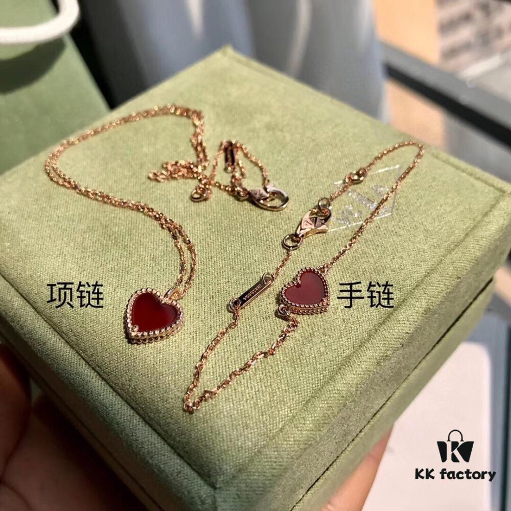 692fbe2d99f2d84055c87e2f Van Cleef & Arpels Sweet Alhambra Heart Pendant, Rose Gold with Red Jasper
