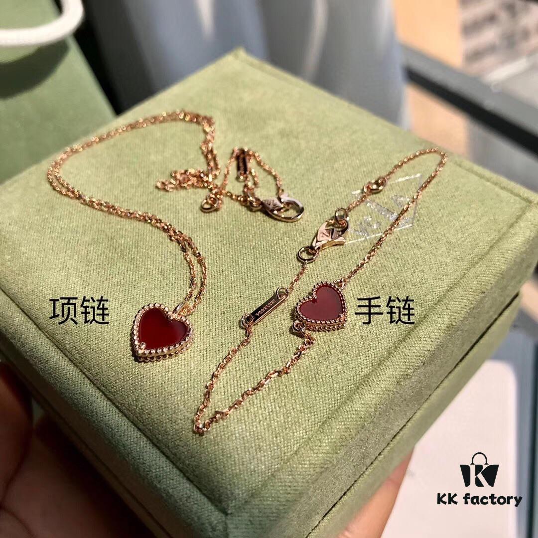 692fbe2d99f2d84055c87e2f Van Cleef & Arpels Sweet Alhambra Heart Pendant, Rose Gold with Red Jasper