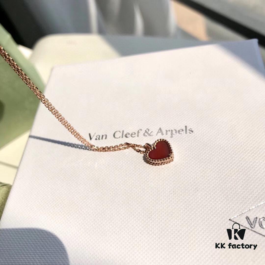 692fbe2d99f2d84055c87e30 Van Cleef & Arpels Sweet Alhambra Heart Pendant, Rose Gold with Red Jasper