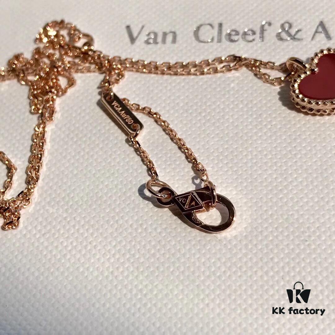 692fbe2e99f2d84055c87e34 Van Cleef & Arpels Sweet Alhambra Heart Pendant, Rose Gold with Red Jasper