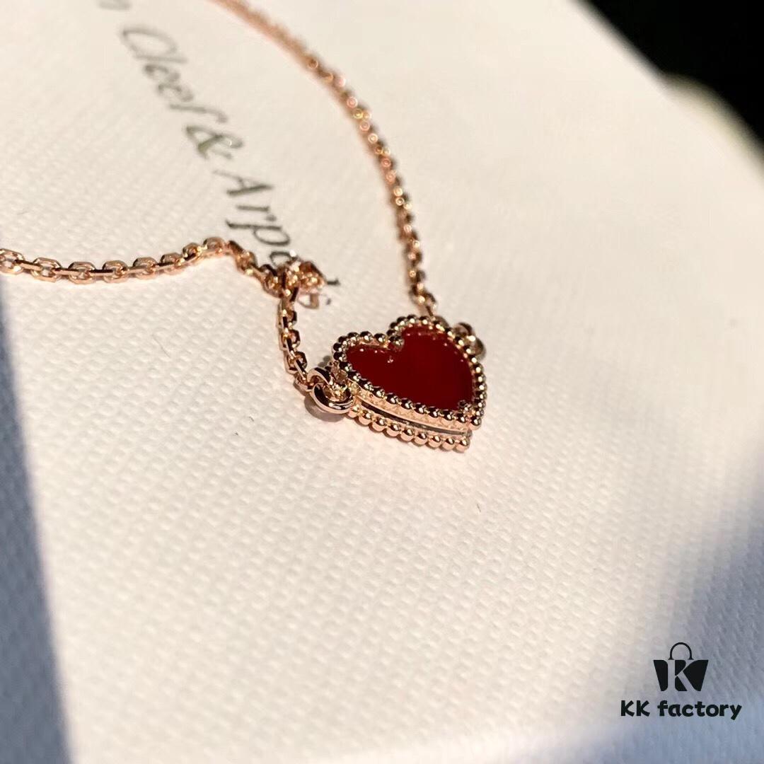 692fbe2e99f2d84055c87e35 Van Cleef & Arpels Sweet Alhambra Heart Pendant, Rose Gold with Red Jasper