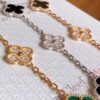 692fbe4899f2d84055c87e62 VCA Tricolor Five-Petal Diamond-Inlaid 50th Anniversary Commemorative Bracelet with Natural Stones and Natural Gray Mother of Pearl