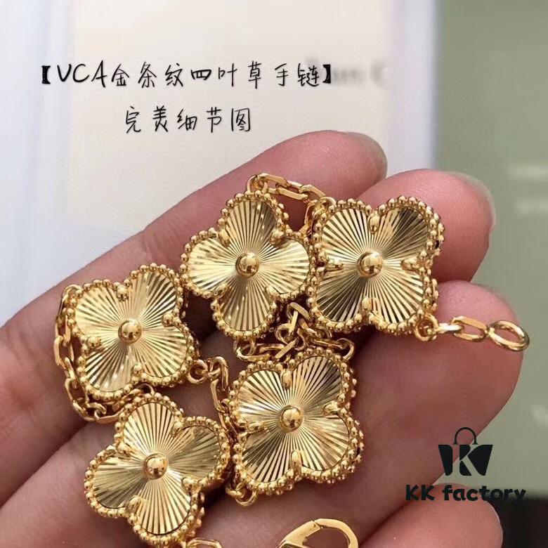 692fbe4e99f2d84055c87e6f Van Cleef & Arpels VCA 2019 Alhambra Radiant Five-Leaf Bracelet in Yellow Gold, Real Item, Shimmering and Unique Design